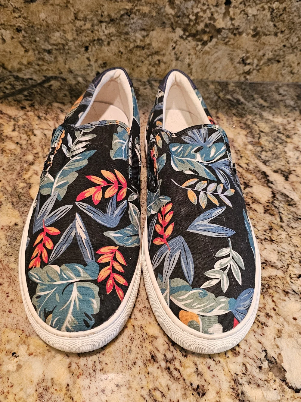J. Crew Men’s Black Floral Slip-On Loafers